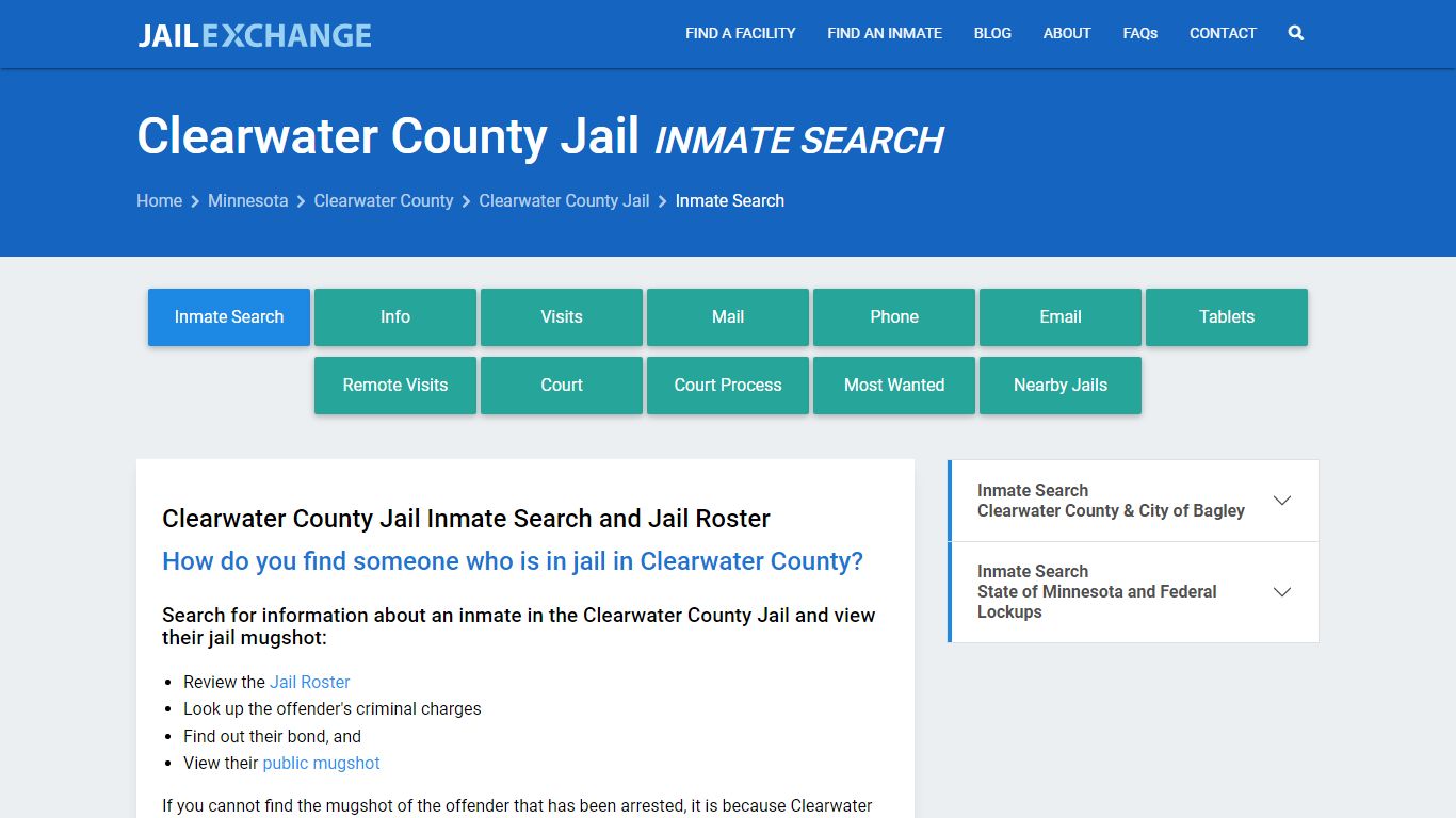 Inmate Search: Roster & Mugshots - Clearwater County Jail, MN